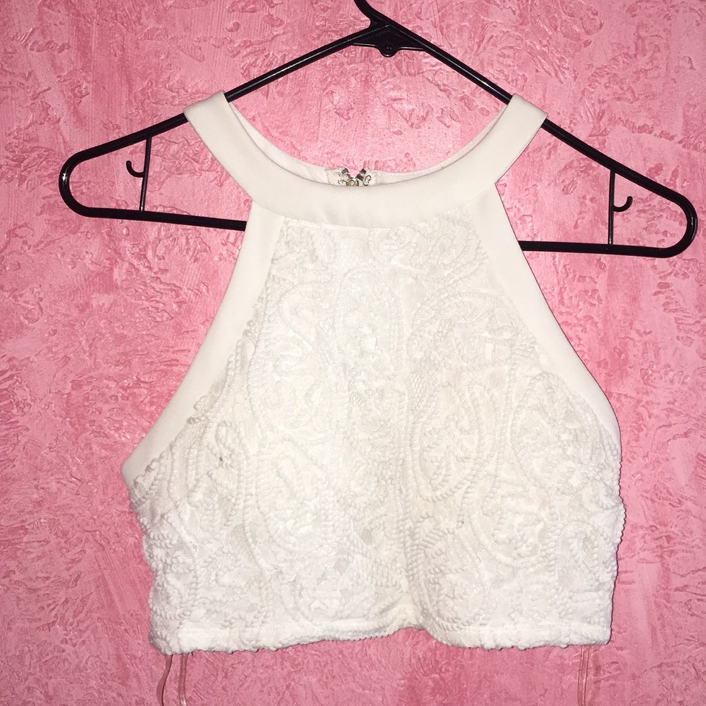White lace crop top